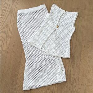 Meshki White Textured Knit Dress